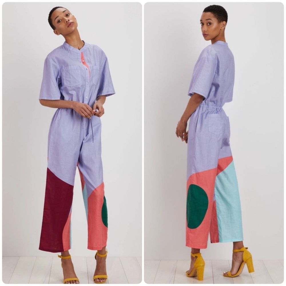 New! The Kit. Issa Color block Oversized Wide Leg Jumpsuit 🩵 Size 0